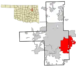 Location within Tulsa County and the state of Oklahoma