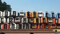 Pile of coaches in Purwakarta Station