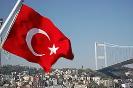 Turkish flag by the 15 July Martyrs Bridge