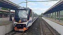 Tutuban station in December 2019, with an INKA 8000 class DMU parked in the platform