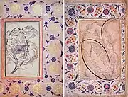 Two pages from the Sultan Murad III Album (Muraqqa) (attribution). Austrian National Library