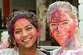 Women celebrating Holi in Kathmandu, Nepal.