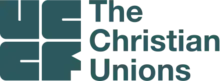 The logo of UCCF, with orange text on a white background saying "UCCF: The Christian Unions"