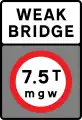 Vehicles exceeding an indicated gross weight prohibited from crossing bridge (1994–2011, replaced with lower-case t)