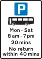 Parking place for buses only during the times shown