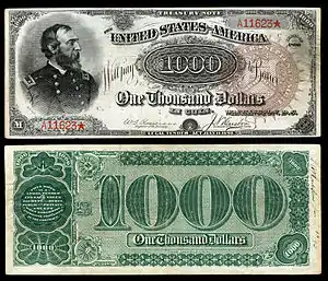 $1,000 Treasury note (1890–91), Series 1890, Fr.379a, depicting George Meade.