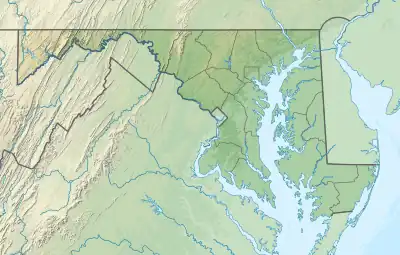 Location of Lake Centennial in Maryland, USA.