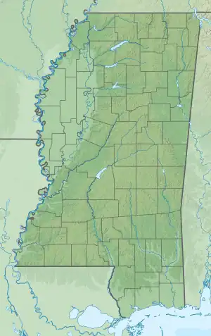 Location of Columbus Lake in Mississippi, USA.