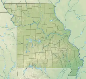 Location of Riss Lake in Missouri, USA.