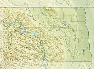 Location of Lake Mattamuskeet in North Dakota, USA and Manitoba, Canada.