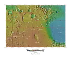 Topographical map of Syrtis Major quadrangle