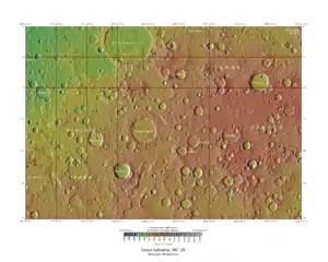 Topographical map of Sinus Sabaeus quadrangle