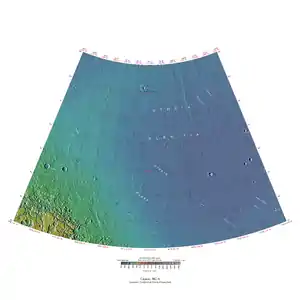 Topographical map of Casius quadrangle