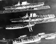 Aircraft carriers USS Langley (CV-1), USS Saratoga (CV-3), USS Lexington (CV-2)  at Puget Sound, 1929