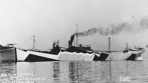 West Alsek painted in dazzle camouflage during sea trials on 4 June 1918