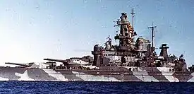 USS Alabama wearing Measure 12 ship camouflage during World War II