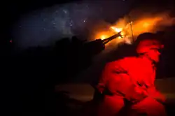 The United States Marine Corps provides fire support to the SDF, 21 July 2017