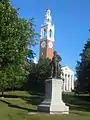 Statue of General Lafayette in front of the Ira Allen Chapel