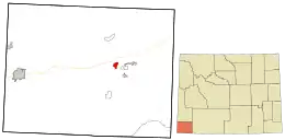 Location in Uinta County and the state of Wyoming