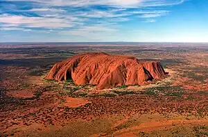 Aerial view of Uluru / Ayers Rock