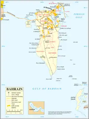 Bahrain Map and the King Fahd Causeway