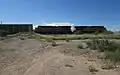 A Union Pacific Train passing through the site of the railroad depot.