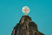 Christ the Redeemer with the Moon in the background