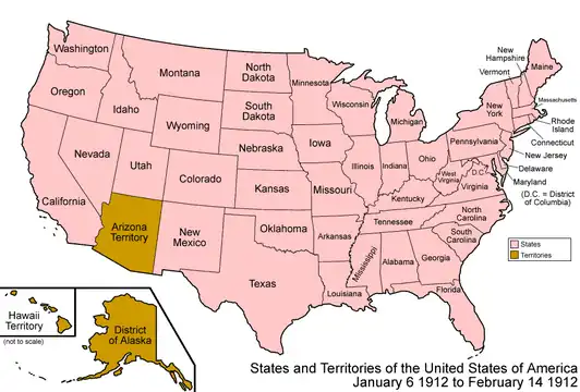 An enlargeable map of the United States after the admission of New Mexico to the Union on January 6, 1912.