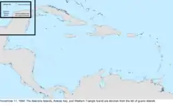 Map of the change to the United States in the Caribbean Sea on November 17, 1894