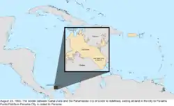 Map of the change to the United States in the Caribbean Sea on August 23, 1955