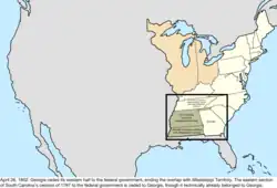 Map of the change to the United States in central North America on April 26, 1802