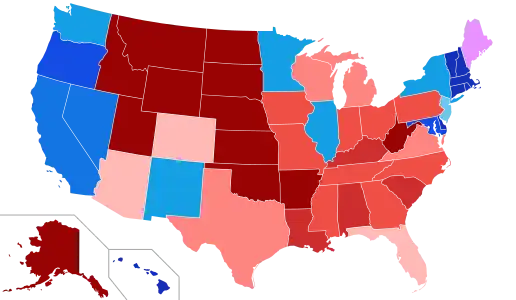 House votes by party holding plurality in state  
 

Democratic     100%     80-99%     70-79%     60-69%     51-59%     50%
Republican     100%     80-99%     70-79%     60-69%     51-59%     50%