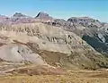 South aspect of United States Mountain seen from Imogene Pass.In back: Teakettle Mountain, Potosi Peak, and Whitehouse Mountain.