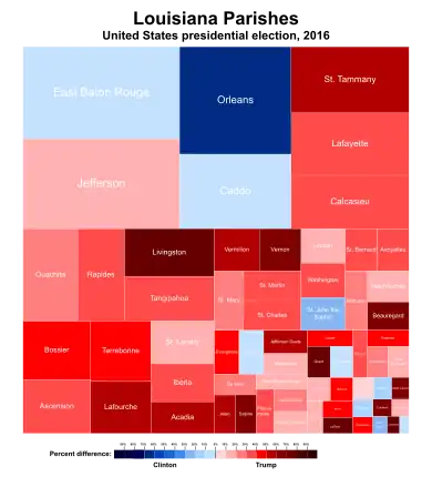 Image 49Treemap of the popular vote by parish, 2016 presidential election (from Louisiana)