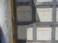 Wall crypts containing unknown Italian combatants killed during World War II, in a Rhodes cemetery