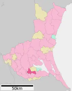 Location of Ushiku in Ibaraki Prefecture