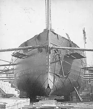 The USS Intrepid in dry dock