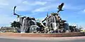 Fountain and sculpture on Utah Avenue Roundabout in Idaho Falls