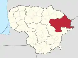 Location of Utena County