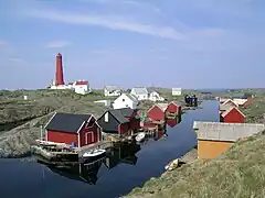 View of the lighthouse and the local village