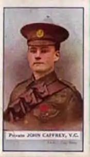 Cigarette card colourised photograph of John Caffrey VC