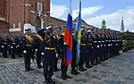 Cadets in front of the Spasskaya Bashnya on Paratroopers' Day.