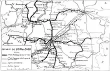 Map of the Loir-et-Cher tramway network in 1928