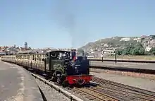 Train with No. 7 leaving Aberystwyth station