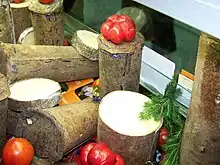 Cheese (brânză de burduf) wrapped in fir bark