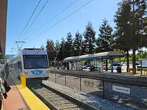 A train at Ohlone/Chynoweth station