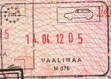 Passport stamp from the border checkpoint in Vaalimaa