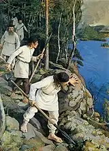 Image 25Pekka Halonen's painting "against persecutors" from 1896 depicts the warfare of the ancient Finns. (from History of Finland)