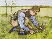 Crouching Boy with Sickle, Black chalk and watercolor1881Kröller-Müller Museum, Otterlo, Netherlands (F851)