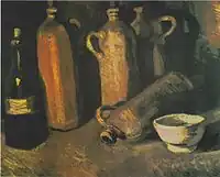 Still Life with Four Stone Bottles, Flask and White Cup, 1884, Kröller-Müller Museum, Otterlo (F50)